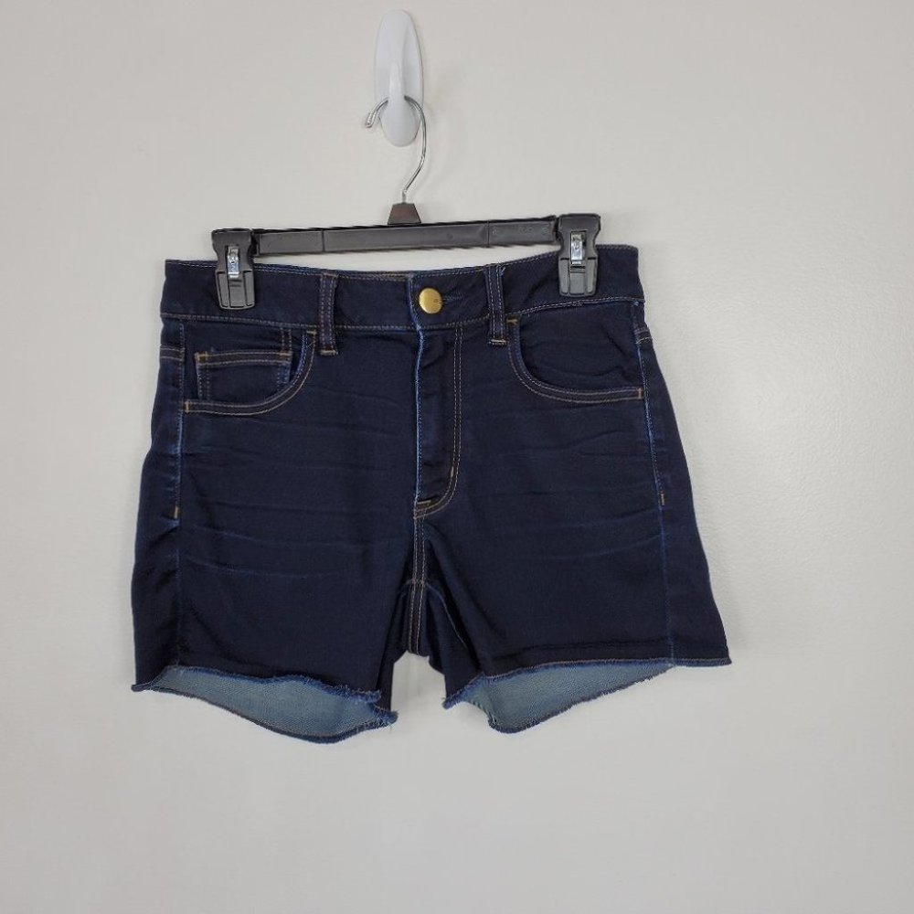 American Eagle Dark Wash Hi-Rise Shortie Denim Jean Shorts Size 8